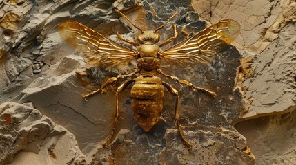 An ancient bee fossil discovered with preserved golden wings