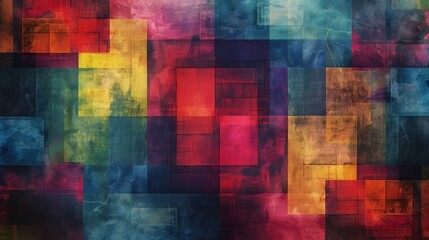 A lively geometric square abstract with a colorful texture, perfect for dynamic and modern backgrounds - obrazy, fototapety, plakaty