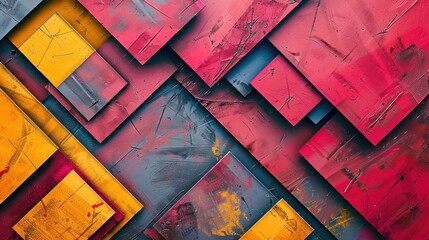 A lively geometric square abstract with a colorful texture, perfect for dynamic and modern backgrounds - obrazy, fototapety, plakaty