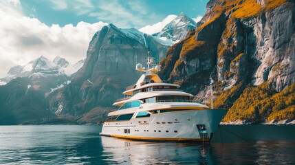 Expedition luxury Yacht in Arctic sea