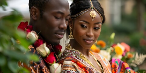 Multicultural Wedding Ceremony Blending Diverse Traditions and Attire in Vibrant Natural Setting
