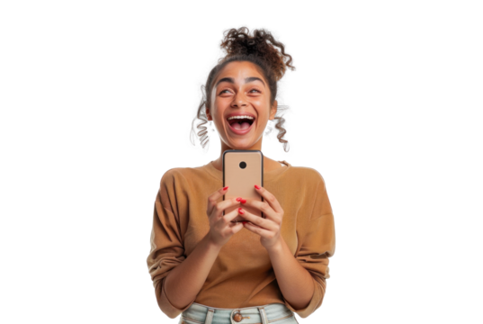Joyful Central American with Smartphone