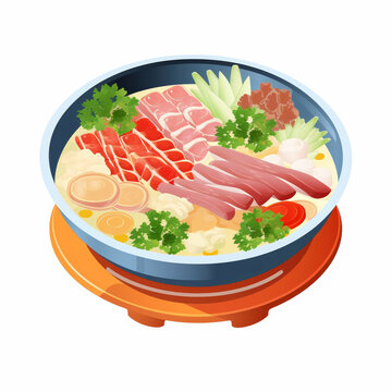 delicious asian food bowl with meat clip art preview