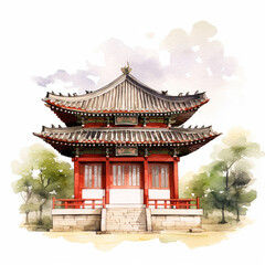 Obraz premium A Unique Korean Castles clipart, isometric, color icon new flat style, isolated on white background