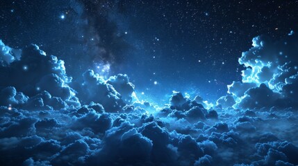 Fototapeta premium Space night sky blue background