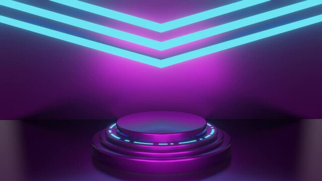 3D animated Realistic neon lights lines background sales social media post template, suitable for travel agencies or product promotions.