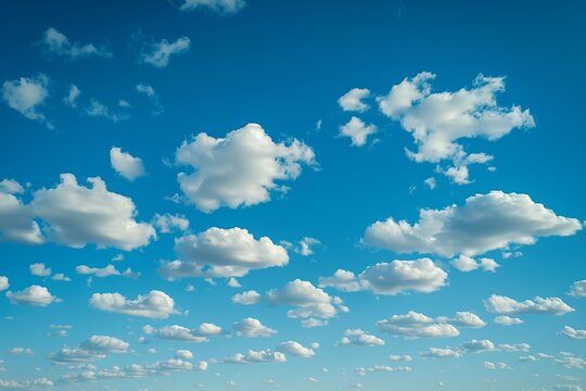 Fluffy Cumulus Clouds Adorning a Serene Blue Sky