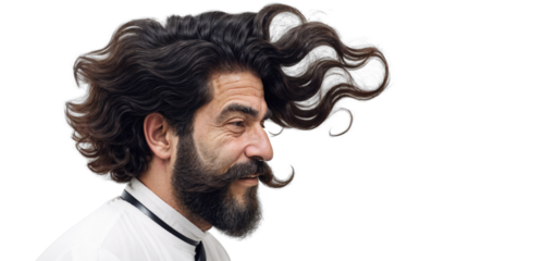 Happy Old Man with Ombre Hairstyle in Barbershop