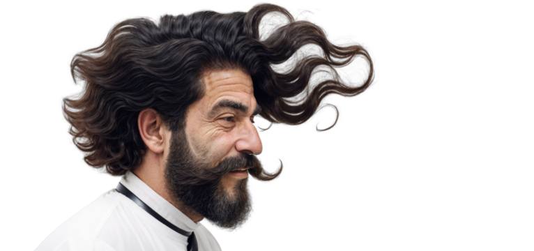 Happy Old Man with Ombre Hairstyle in Barbershop