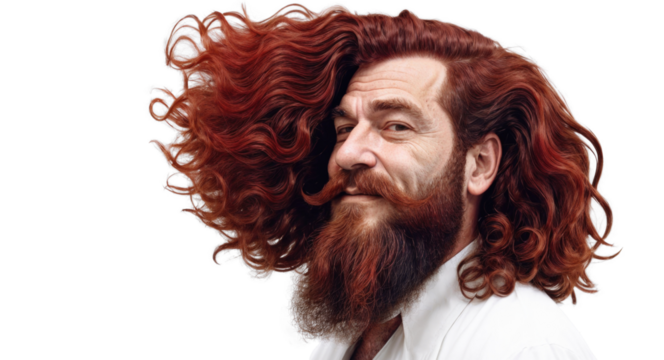 Happy Old Man with Ombre Hairstyle in Barbershop