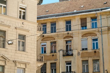 Windows of Budapest apartments in downtown