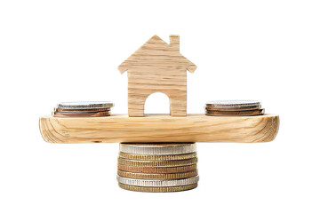 Stack of coin balance house, concept of saving for buying house