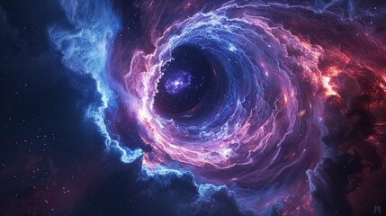 wormhole with a nebula and stars around it