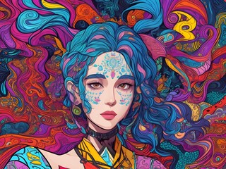 portrait of a girl with a painted face