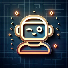 Minimalist Robot Icon with a Friendly Smile