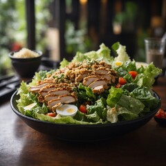 Caesar Salad with Grilled Chicken - obrazy, fototapety, plakaty