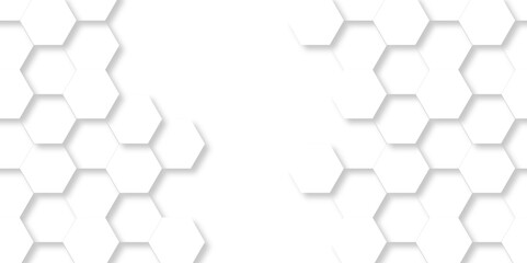 Vector white Hexagonal Background. Luxury White transparent hexagon Pattern. 3D Futuristic abstract honeycomb mosaic white background. geometric mesh cell texture. modern futuristic wallpaper. - obrazy, fototapety, plakaty