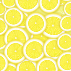 Lemons slices background, illustration.