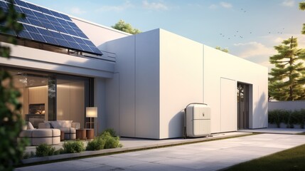 home battery with modern house 