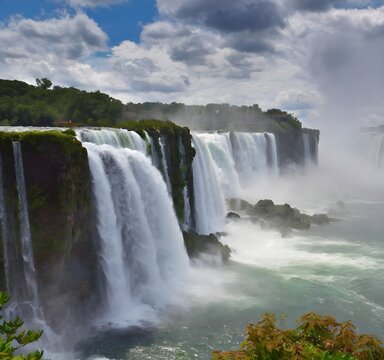 Serene Waterfalls- Majestic waterfalls, like Niagara Falls, Victoria Falls, or Iguazu Falls.