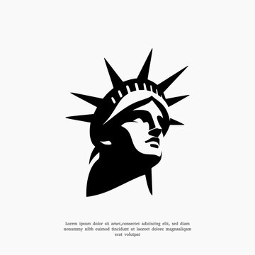 statue of liberty face logo silhouette design template