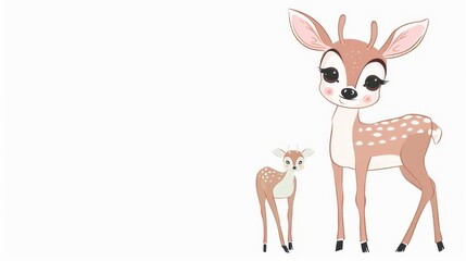   Two deer posed side by side against a pristine white backdrop A miniature deer joined them