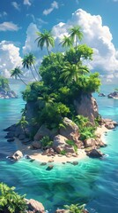 Almond Island A Nutty Paradise Escape to Tropical Bliss - obrazy, fototapety, plakaty
