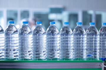 Water bottle on a factory production conveyor belt line
