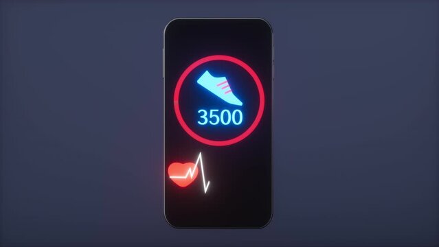 Cellphone and motion data capture, motion data statistics, health and exercise concept, 3d rendering.