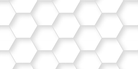 Fototapeta premium Background grid digital white creative mosaic light lines 3d Hexagonal structure futuristic white background and Embossed Hexagon , honeycomb white Background ,light and shadow ,Vector.