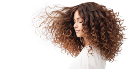 Happy Woman with Colored Ombre Hairstyle Blowing in the Wind