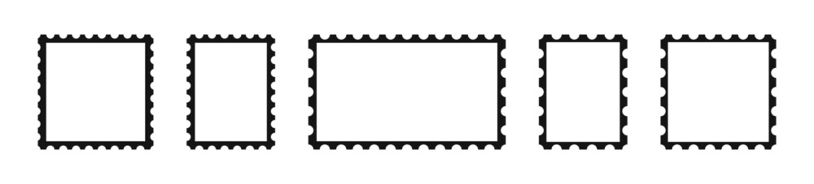 Postage stamp vector icons. Postage stamp set. Mockup postage stamps. Blank postage stamp borders templates. v