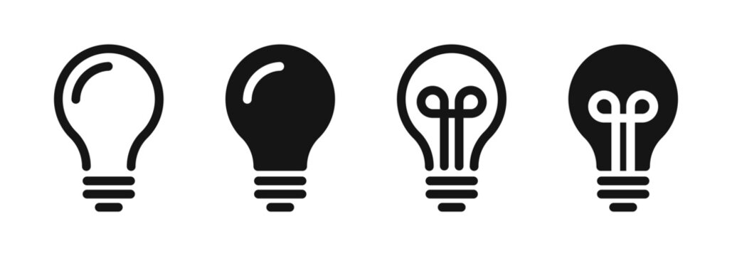 Light bulb icon. Light Bulb icon set. Idea icon symbol vector.  Lamp icon set. Idea lamp icon collection. Idea Symbol, logo illustration. 