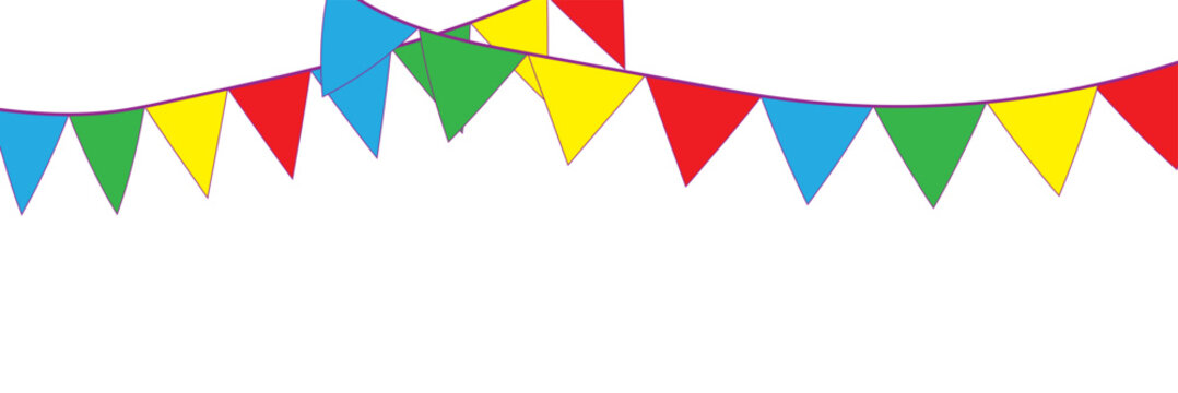 Colorful paper bunting party flags isolated on white background. Eps10