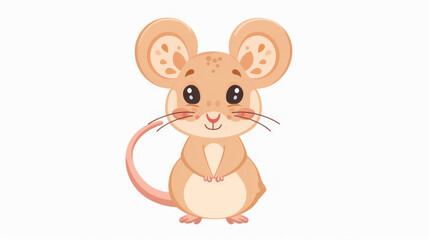   A brown mouse with large eyes, seated on hind legs, grinning at the camera