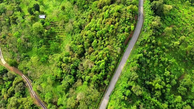Aerial view of beautiful mountain and road view in kangpokpi manipur in India.