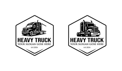 semi truck logo design template 