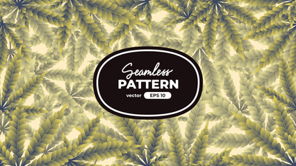 Cannabis leaf seamless pattern. Marijuana leaf icon. Vector illustration. Indica, Sativa, Hybrid, Ruderalis. Premium branding design.