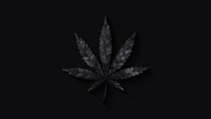 Fototapeta na wymiar Cannabis leaf isolated. Marijuana leaf icon. Vector illustration. Logo concept. Indica, Sativa, Hybrid, Ruderalis. Black color.
