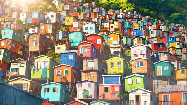 Hues of the Hills: 4k Looping Video of Colorful Hillside Homes