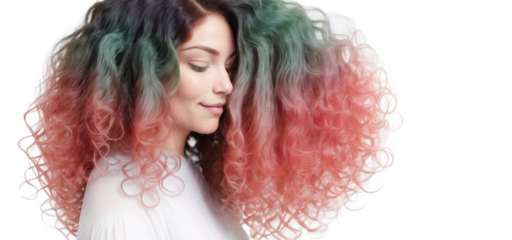 Happy Colored Ombre Hairstyle of a Beautiful Woman