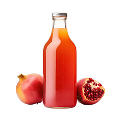 A bottle of peach and pomegranate juice isolated on a white background