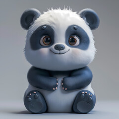 A cute and happy baby panda 3d illustration