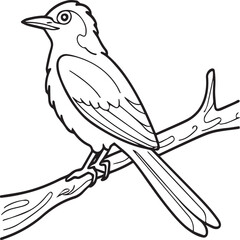 Magpie Flying Bird for children. Coloring book. Bird Vector illustration. Magpie coloring pages