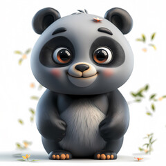 Naklejka premium A cute and happy baby panda 3d illustration
