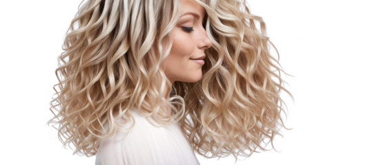 Happy Woman with Colored Ombre Hairstyle