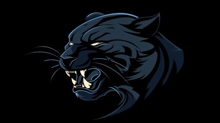 A logo for a business or sports team featuring a stylized. fierce black panther cat. that is suitable for a t-shirt graphic. hyper realistic 