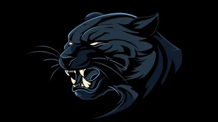  A logo for a business or sports team featuring a stylized. fierce black panther cat. that is suitable for a t-shirt graphic. hyper realistic  © Johannes