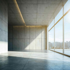 Contemporary minimalist empty interior with blank wall. 3d render illustration mock up.
