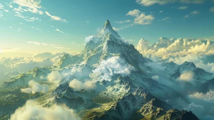 Foto auf Leinwand Fantasy epic magic mountain landscape. Mystical 3D rendering. © Eve Creative